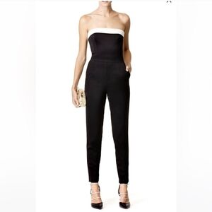 Trina Turk Edda Tailored Jumpsuit Black & White Tuxedo Strapless Size 6 Timeless
